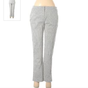 Kenar Skinny Cropped Ankle Chino Pant White Black Geo Print Women's Size 8 EUC